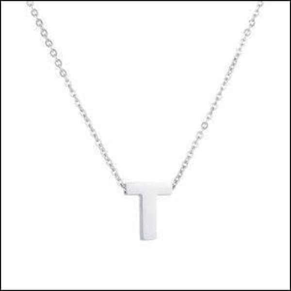 Witte Letter Ketting Met Kleine Letter t - Rvs Letter Ketting Initiaal -45cm.