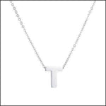 Witte Letter Ketting Met Kleine Letter t - Rvs Letter Ketting Initiaal -45cm.