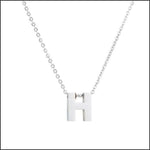 Witte Letter Ketting Met Zilveren Ketting - Rvs Letter Ketting Initiaal -45cm