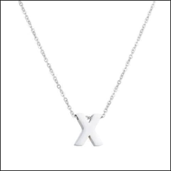 Witte Gouden Ketting Met Kleine x - Rvs Letter Ketting Initiaal -45cm