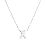 Witte Gouden Ketting Met Kleine x - Rvs Letter Ketting Initiaal -45cm