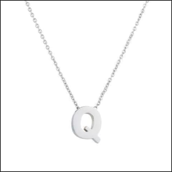 Zilveren Ketting Met Letter q Van Rvs Letter Ketting Initiaal -45cm