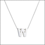 Zilveren Initiaal Ketting Met De Letter w - Rvs Letter Ketting Initiaal - 45cm