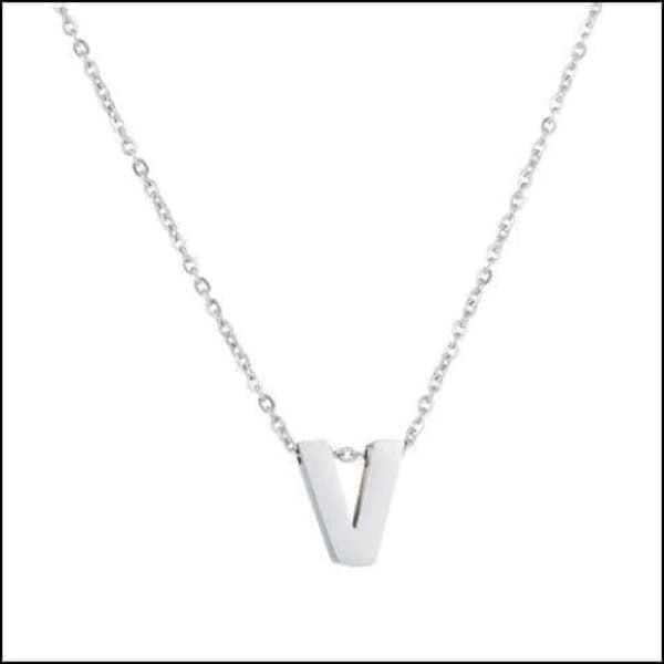 Zilveren Letter Ketting Initiaal Met V-hanger -45cm