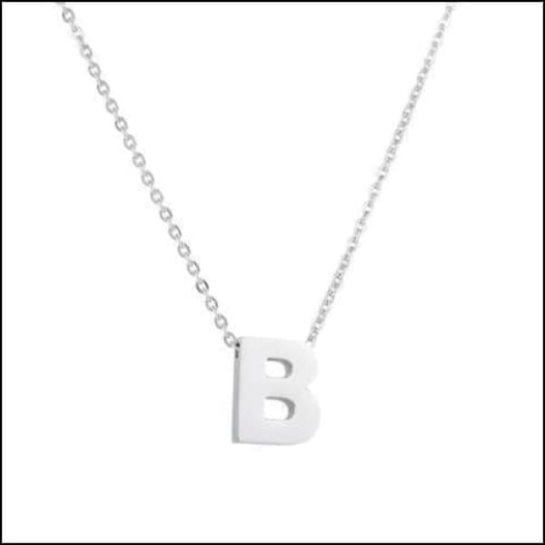 Zilveren Initial Ketting Met Letter b - Rvs Letter Ketting Initiaal -45cm