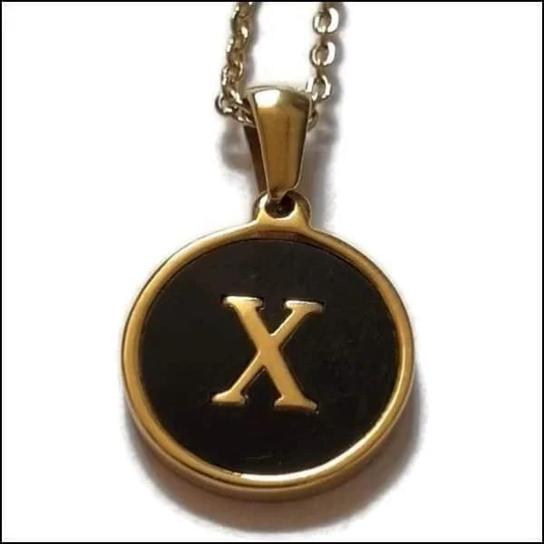 Gouden En Zwarte Initialenhanger Met De Letter x - Stijlvolle Stalen Initiaal Ketting