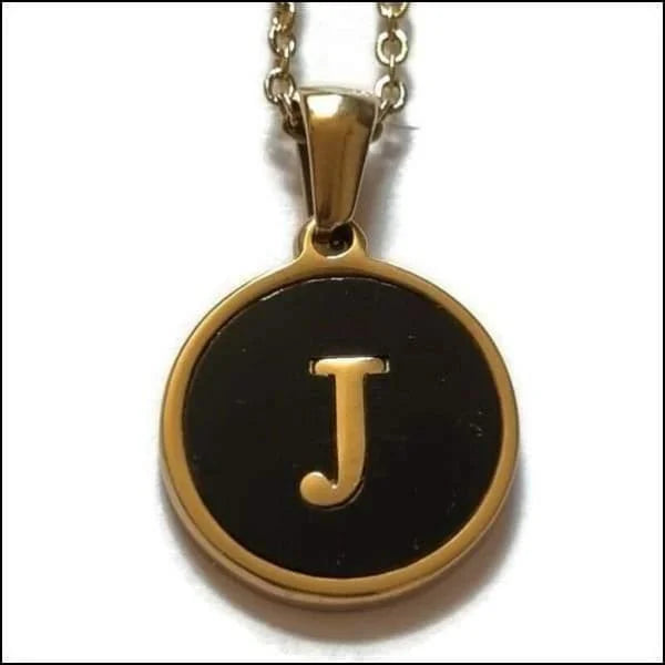 Gouden En Zwarte Initiaal Ketting Met Letter j