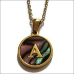 Gouden Initiaal Ketting Met Abalone Schelp, Stalen Initiaal-ketting-letter - Schelp.