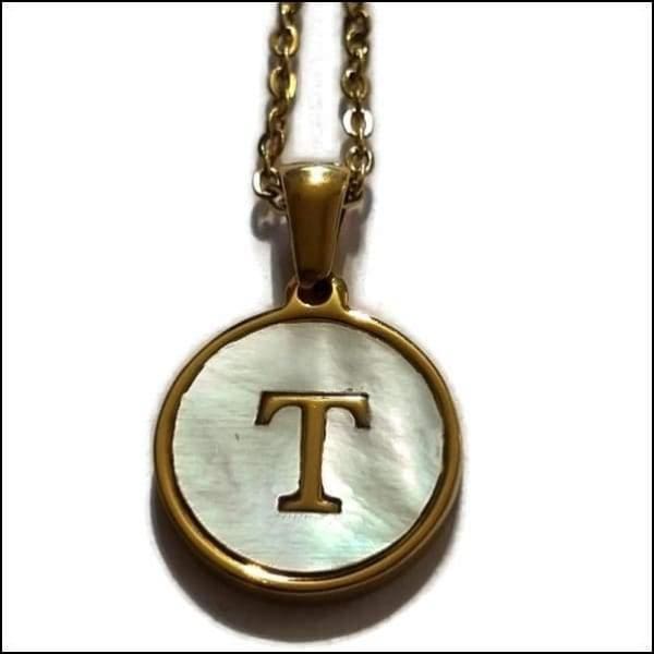 Gouden Initiaal Ketting Met Letter t - Product Unieke Initiaal Ketting - Schelp Goud 45cm