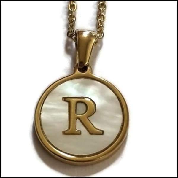 Gouden Initiaal Ketting Met Letter r Hanger - Unieke Schelp Goud 45cm