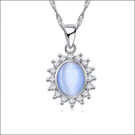 Zilveren Dames Ketting met Cat’s Eye Steen Licht Blauw | Halskettingen