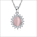 Zilveren Dames Ketting met Cat’s Eye Steen Roze | Halskettingen