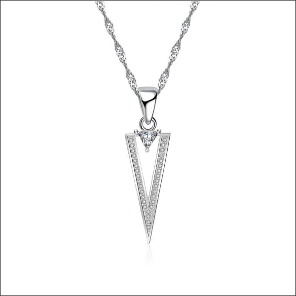 Zilveren Dames Halsketting Met Driehoekige Diamanten Hanger - Aramat Jewels®