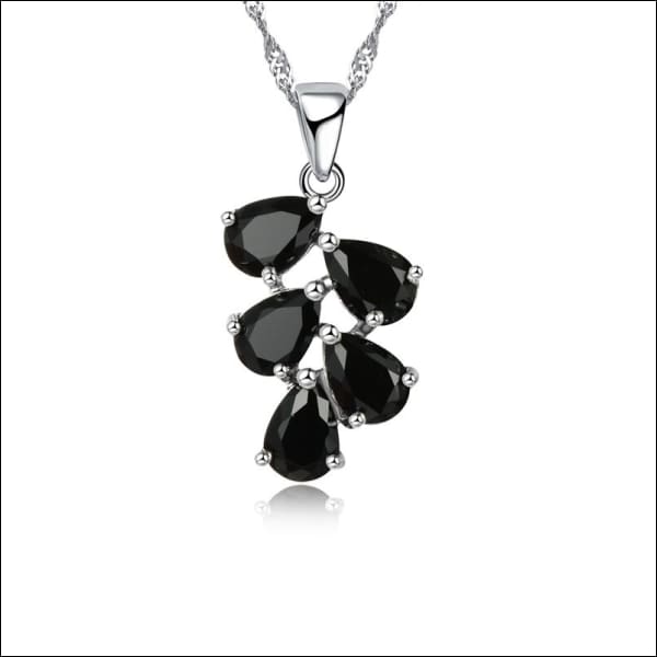 Zwarte Diamant Hanger Met Drie Zwarte Diamanten - Zilveren Dames Halsketting Met Druppels 45cm