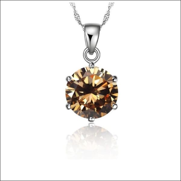 Zilveren Dames Halsketting Met Ronde Zirkonia Diamant Pendant.