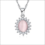 Zilveren Dames Ketting met Cat’s Eye Steen Licht Roze | Halskettingen