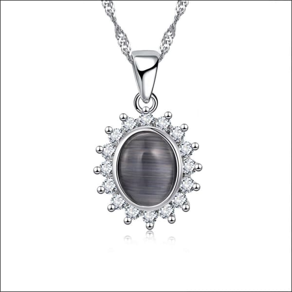 Zilveren Dames Ketting met Cat’s Eye Steen Zwart | Halskettingen