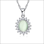 Zilveren Dames Ketting met Cat’s Eye Steen Licht Groen | Halskettingen