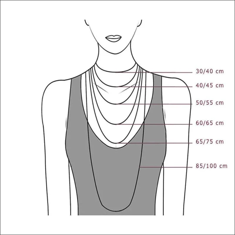 Diagram Vrouwelijke Nek Met Afmetingen Voor Stalen Jasseron Schakelketting