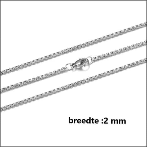 Witte Gouden Ketting Met Enkele Diamant - Stalen Jasseron Schakelketting