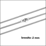 Witte Gouden Ketting Met Enkele Diamant - Stalen Jasseron Schakelketting