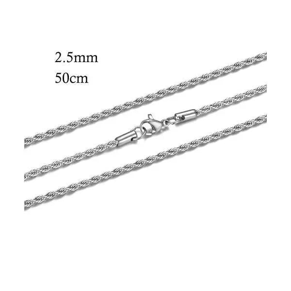 Zilverkleurige Stalen Koord Ketting 50cm / 2.5mm | Halskettingen