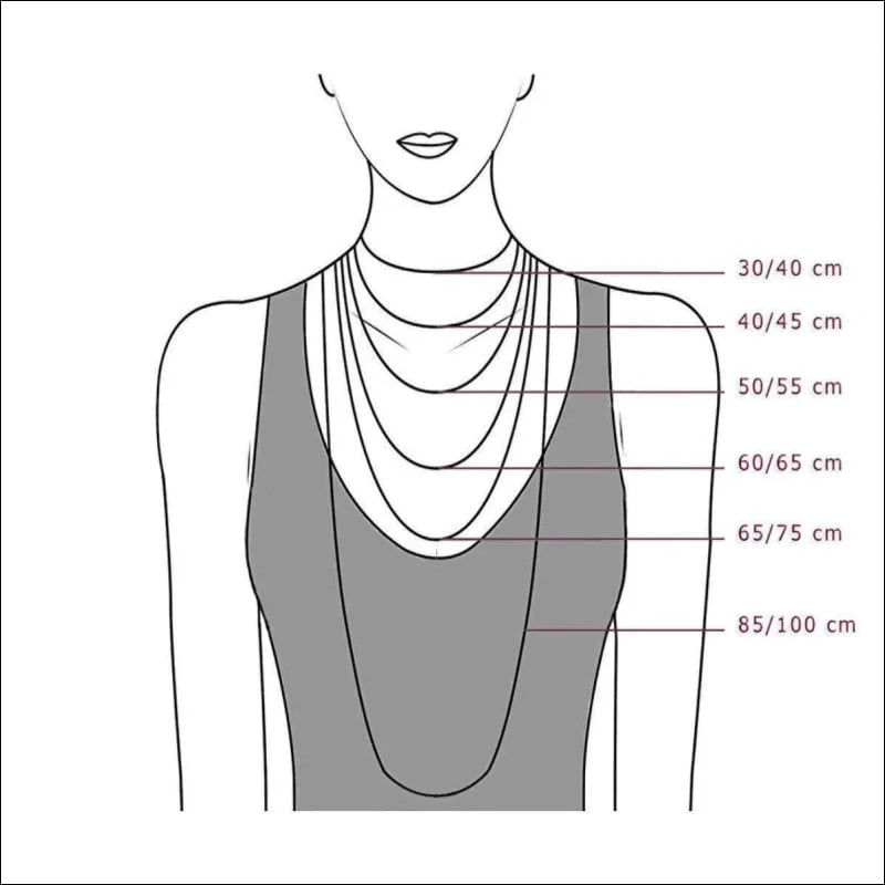 Diagram Vrouw Nek Metingen Stalen Koningsketting Vierkant Zilverkleur.