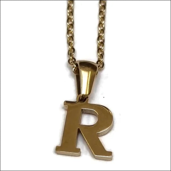 Een gouden ketting met de letter r erop