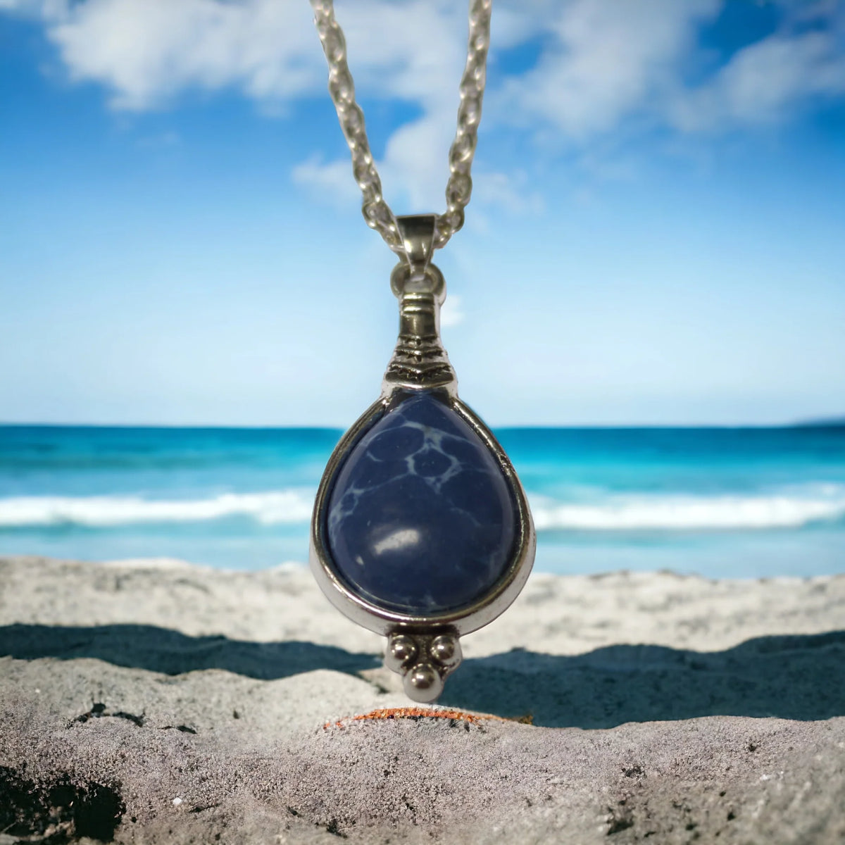 Druppelvormige Donkerblauwe Boho Ketting | Halskettingen