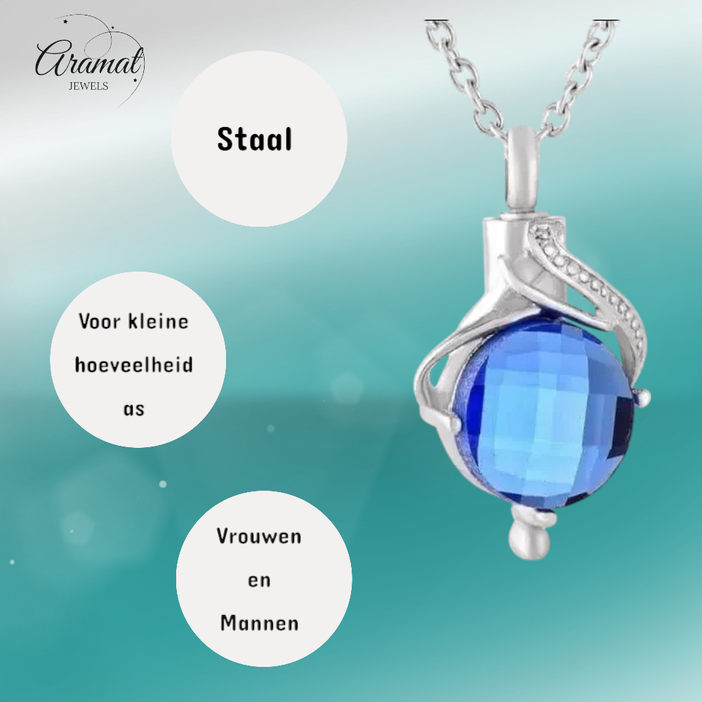 Ashanger Druppelvormig met Blauwe Zirkonia - RVS