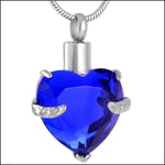 Blauwe hart hanger met diamanten