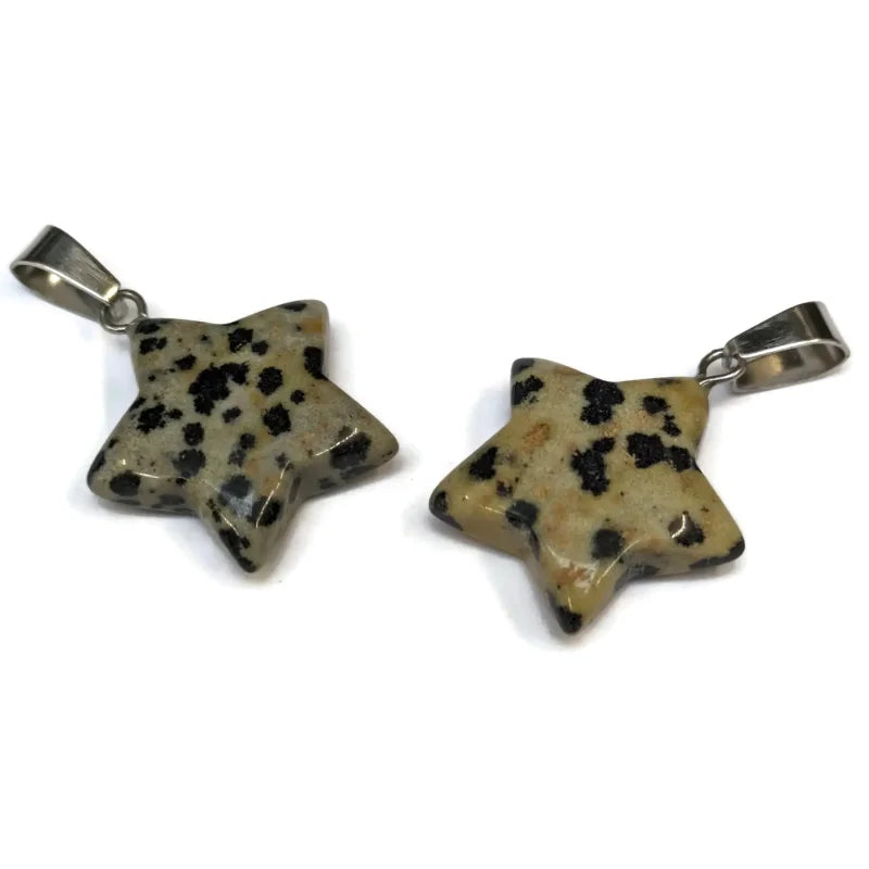 Natuursteen Ster Hanger Met Dalmatiër Jaspis Pendants.