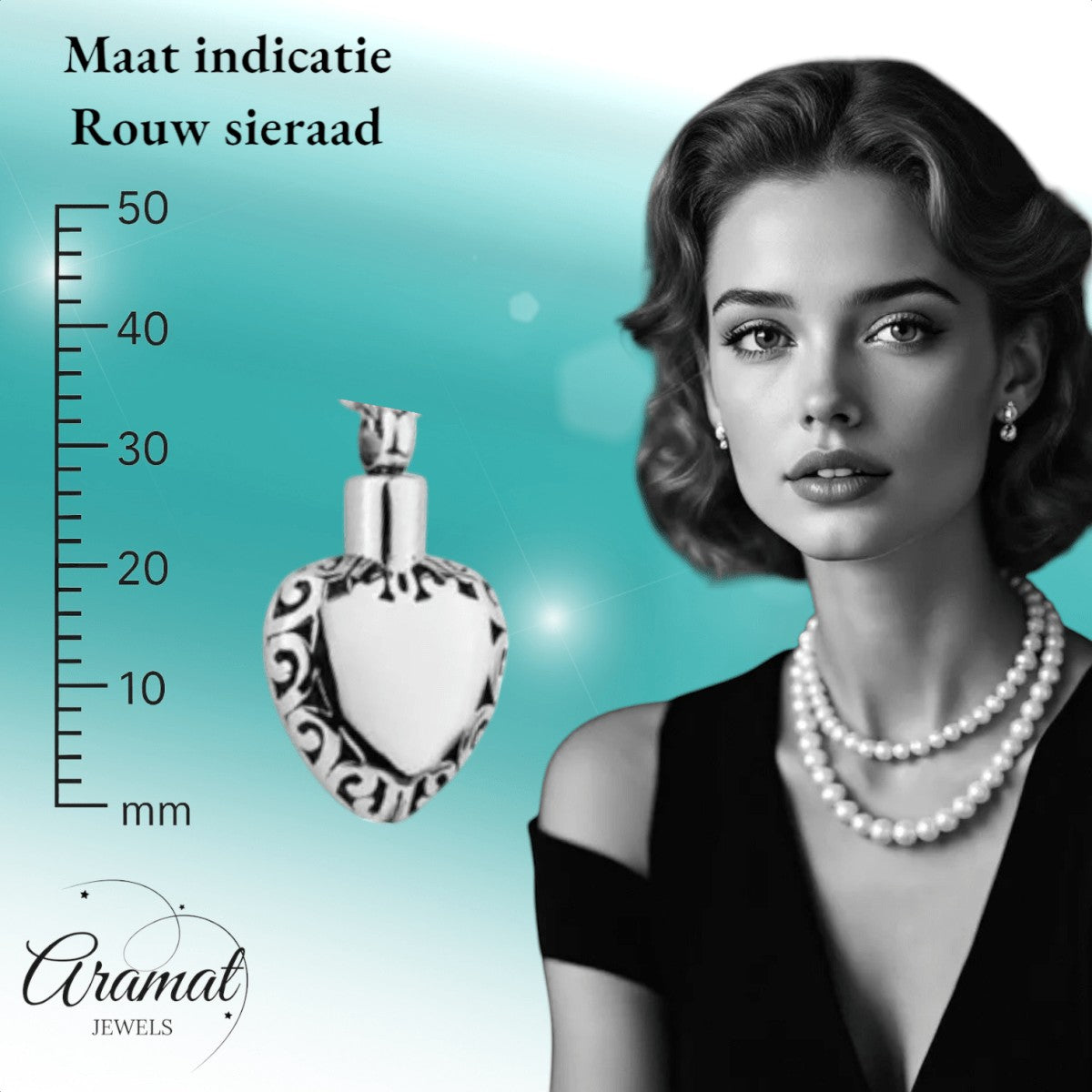 Hart ashanger met sierlijke rand – zilverkleurig - Aramat Jewels - Gedenkhangers - cadeautip