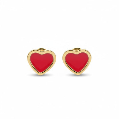 Hartjes Oorbellen In Roestvrij Staal Met Emaille - Aramat Jewels - Oorbellen - cadeautip