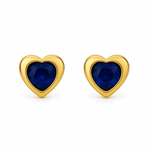 Hartjes Oorbellen met Blauwe Zirkonia - goudkleurig RVS - oor2794 - XE71684 - Oorbellen kopen# - 8mm - alles - blauw
