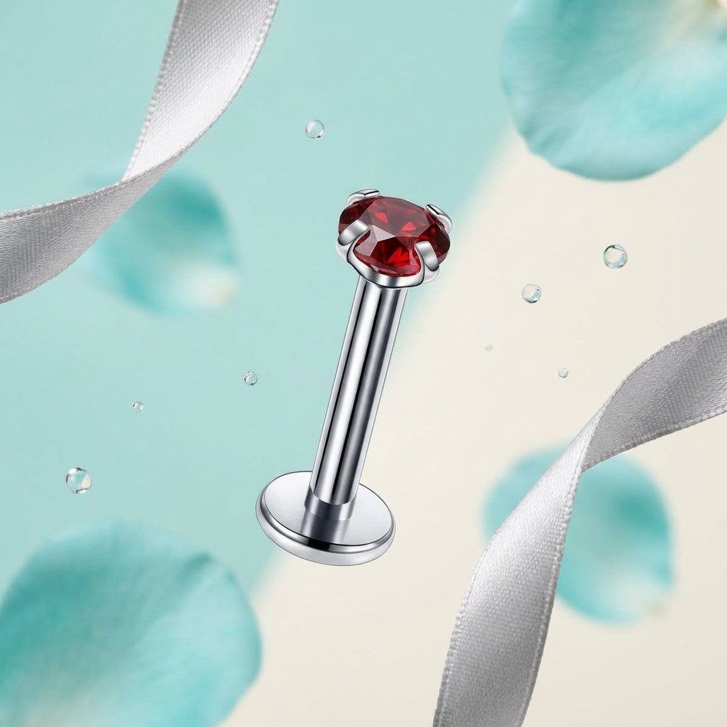 Helix Piercing Zilverkleur Rode Zirkonia 6mm 3mm - Aramat Jewels - Piercings - cadeautip