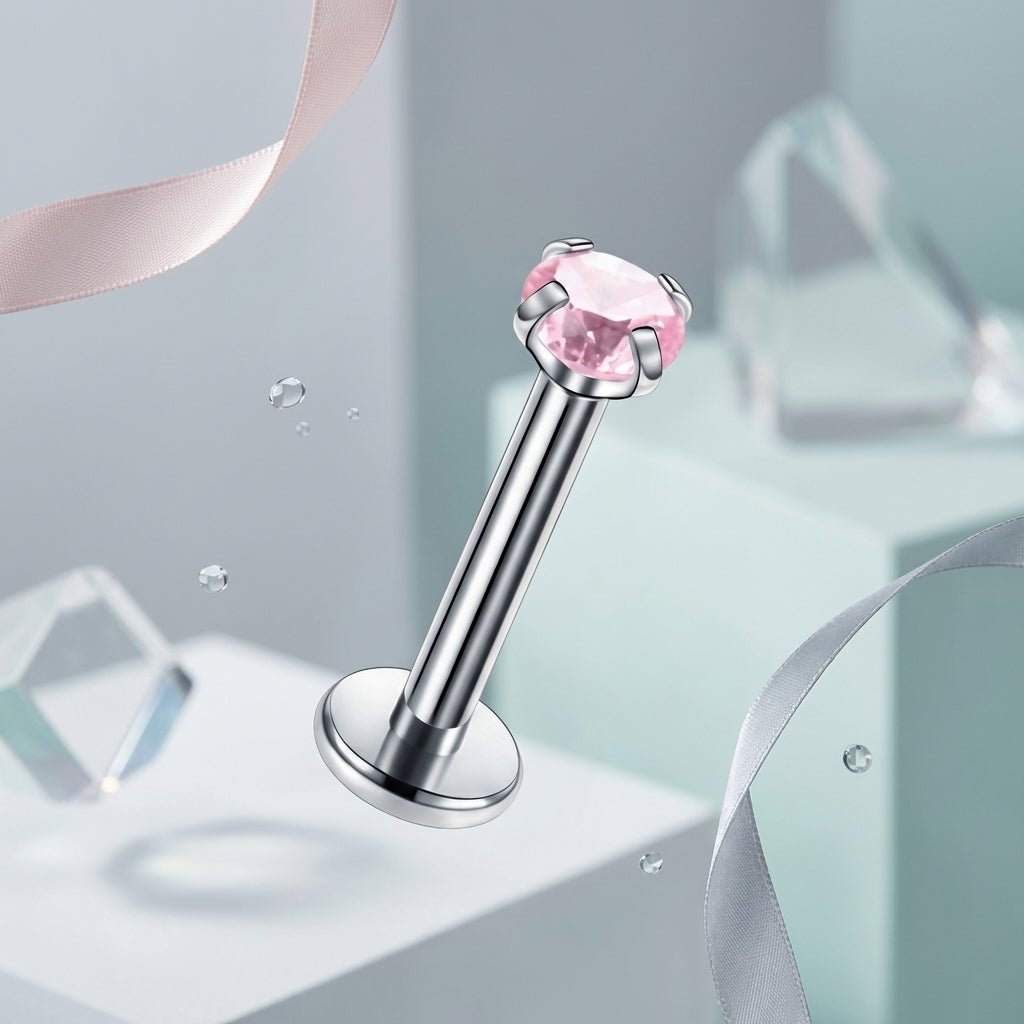 Helix Piercing Zilverkleur Roze Zirkonia 6mm 3mm 1.2mm - Aramat Jewels - Piercings - cadeautip