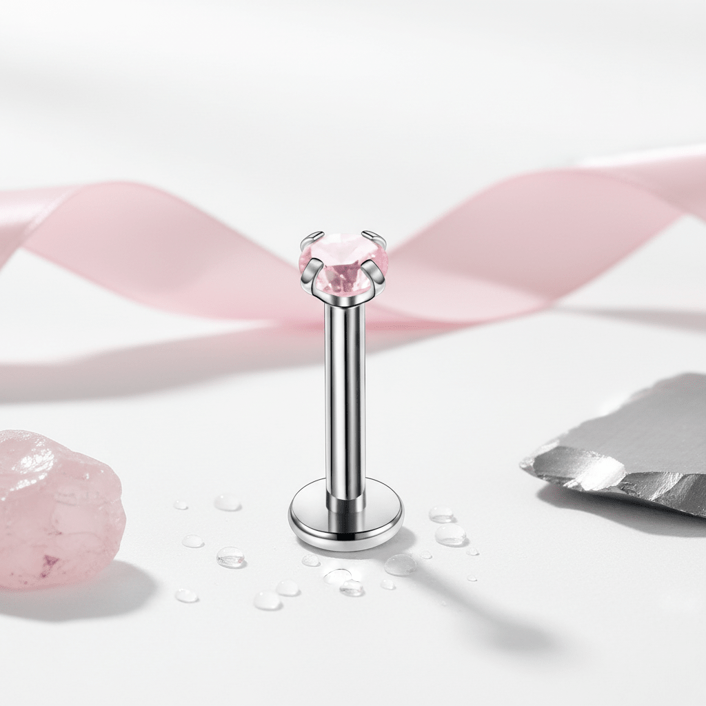 Helix Piercing Zilverkleur Roze Zirkonia 6mm 3mm 1.2mm - Aramat Jewels - Piercings - cadeautip