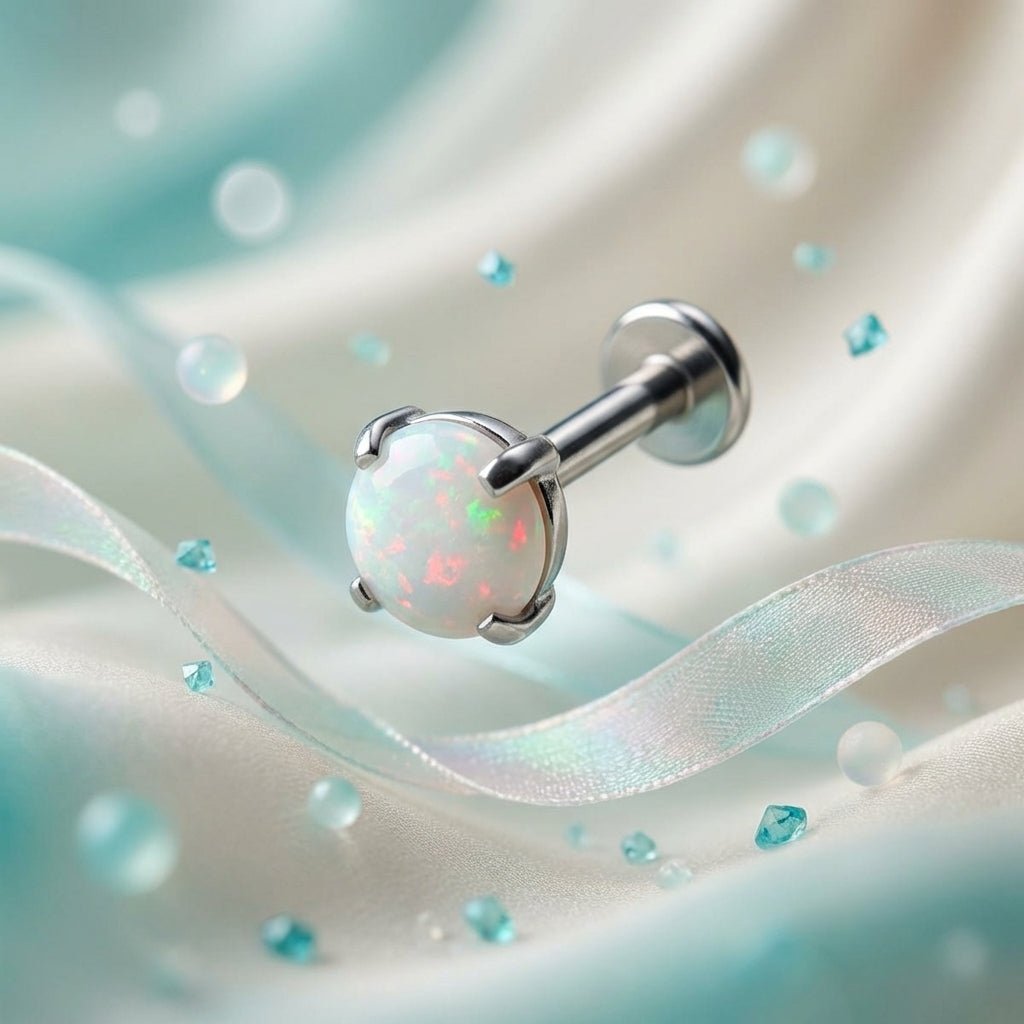 Helix Tragus Piercing Zilver Witte Opaal 6mm 3mm - Aramat Jewels - Piercings - cadeautip