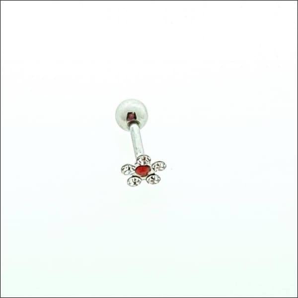 Helixpiercing Met Rode Steen - Helixpiercing Bloem Rood