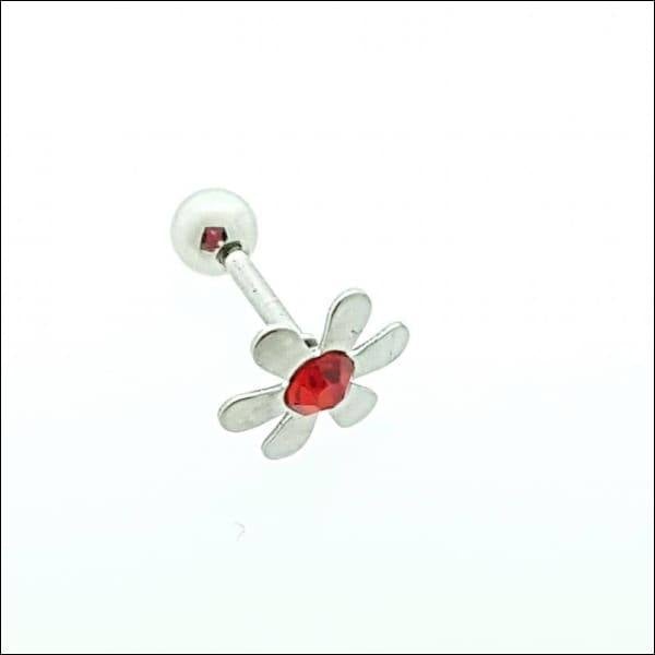 Rode En Witte Bloem Oorbel Set Van Helixpiercing Flower Rood