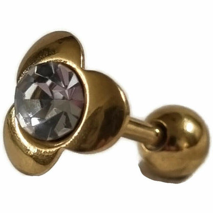 Gouden En Zwarte Diamanten Oorbellen - Helixpiercing Goudkleurig Met Steentje