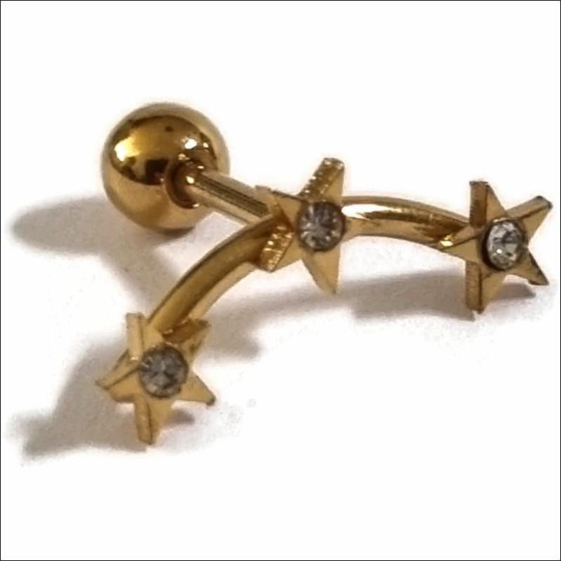 Gouden En Diamanten Oorbellen In Helixpiercing Sterren Goudkleurig Product.