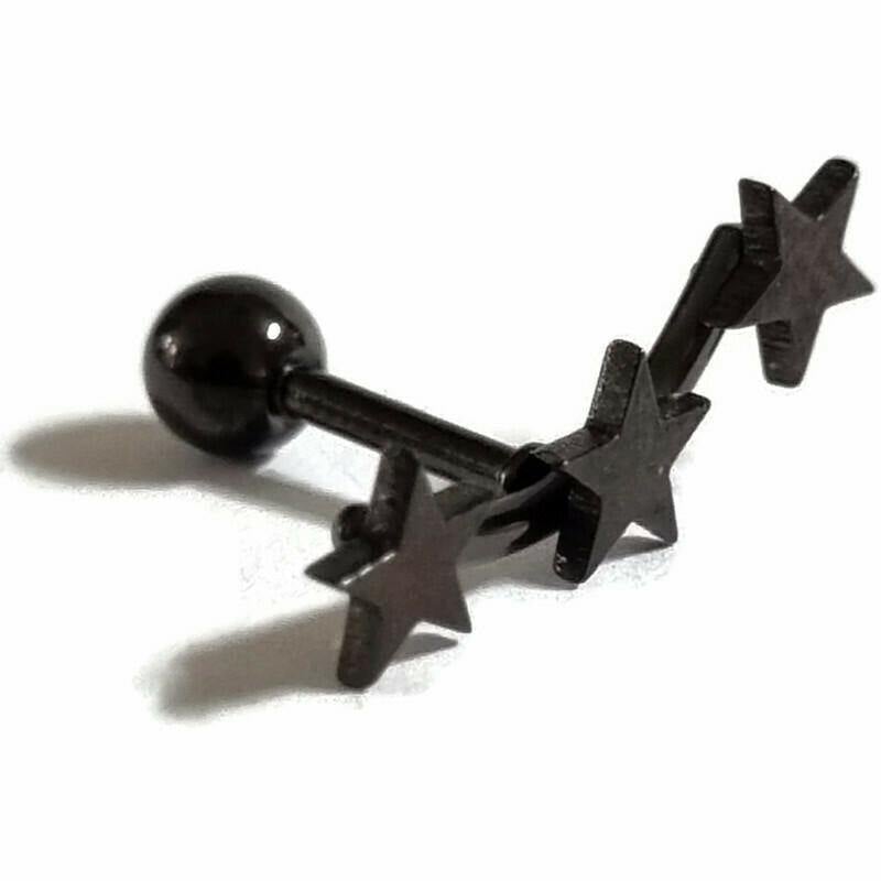 Zwarte Metalen Pin Met Sterontwerp Voor Helixpiercing.