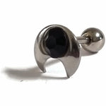 Zwarte Stenen Oor Piercing Studs.