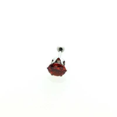 Rood Zirkonia Helixpiercing Met Enkele Rode Granaatsteen