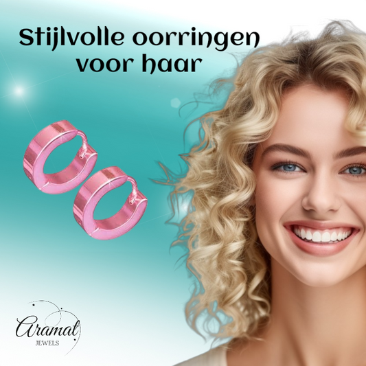 Luxurious Pink Steel Earrings