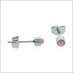 Elegante Stalen Parel Oorbellen 4mm Zilverkleurig/roze