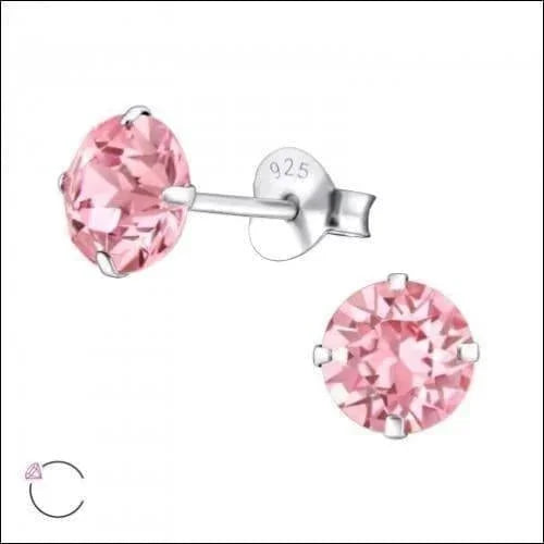 Roze Kristallen Oorbellen Met Zilveren Details