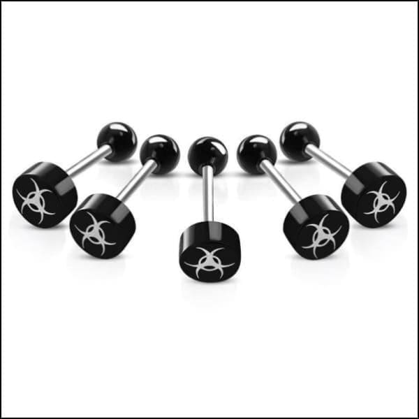 Stalen Tongpiercing Logo Piercing Biohazard | Lichaamssieraden